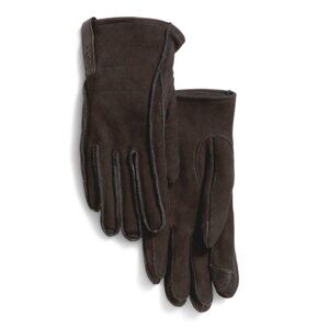 UGG Black Men's Suede Clamshell Logo Gloves